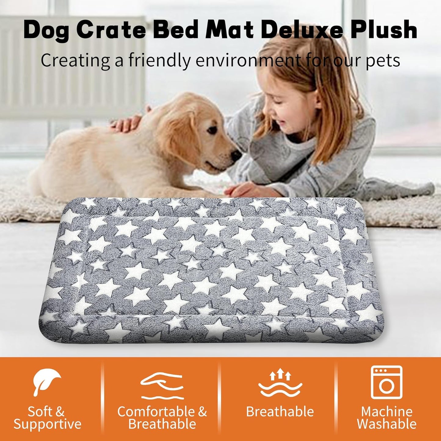 Dog Bed Mat – Soft & Comfortable Dog Kennel Pad for Crate – Durable Crate Bed & Mat for Dogs & Cats – Ideal for Crate, Kennel, and Home Use