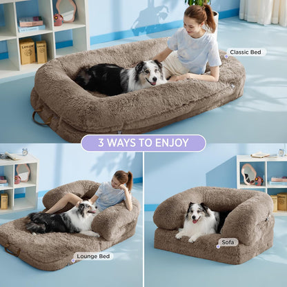 LE SURE Foldable Human Dog Bed witth Dog Birthday Cake Toy