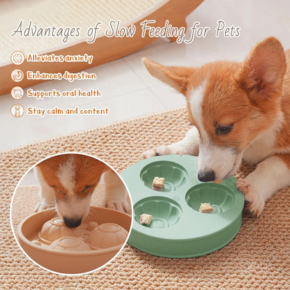 2 Pcs Multifunctional Silicone Dog Lick Bowl with Lick Mat and Dog Treat Molds Slow Feeder Dog Bowls BPA-Free Silicone Freeze Bowl for Pets, Choking Prevent, Anxiety Relief (Morandi Beige)
