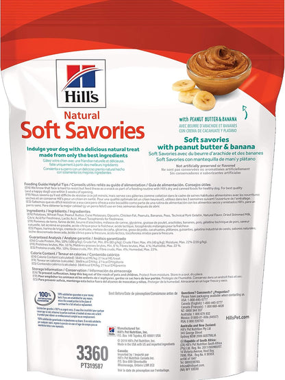 Hill's Natural Soft Savories, All Life Stages, Great Taste, Dog Treats, Peanut Butter & Banana, 8 oz Bag
