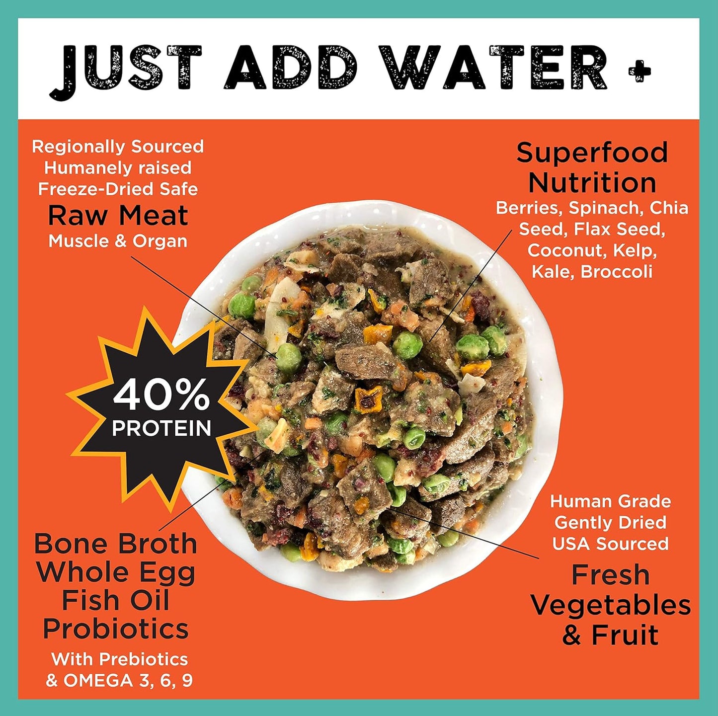 Nature's Diet Simply Raw Freeze-Dried Whole Food Meal - Makes 18 Lbs Fresh Food with Muscle, Organ, Bone Broth, Whole Egg, Superfoods, Fish Oil Omega 3, 6, 9, Probiotics & Prebiotics (Beef)