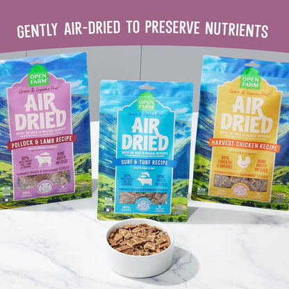 Open Farm, Air Dried Dog Food Infused with Bone Broth, Grain & Legume Free, Complete Meal or Food Topper, Pollock & Lamb Recipe, 1lb Bag