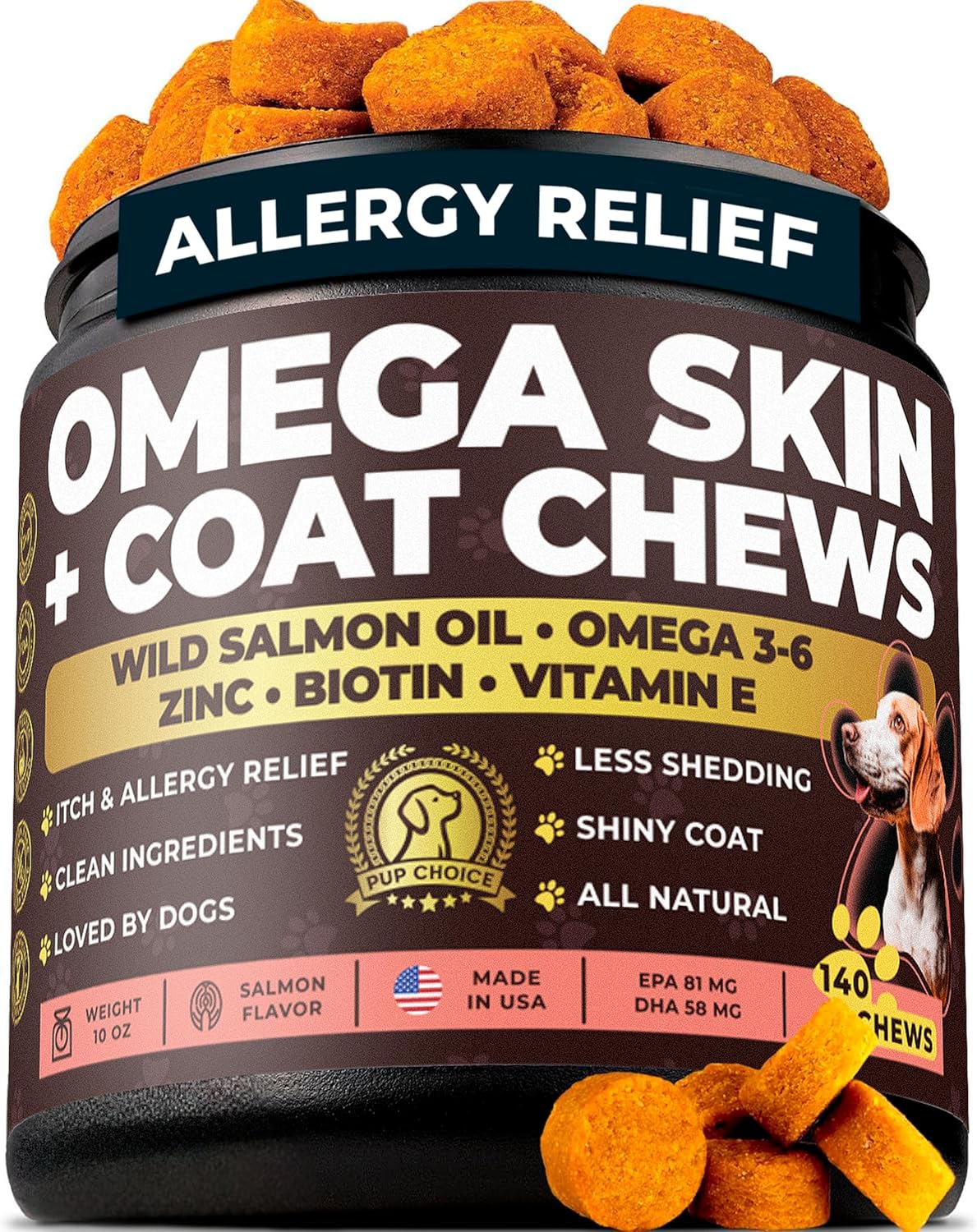 Dog Multivitamin Beef + Omega‑3/6 Skin & Coat Bundle — Chewable Daily Vitamins with Salmon Oil, Biotin & Zinc — Supports Skin, Coat, Immune, Joint & Digestive Health — 280 Chews (140+140 Chews)