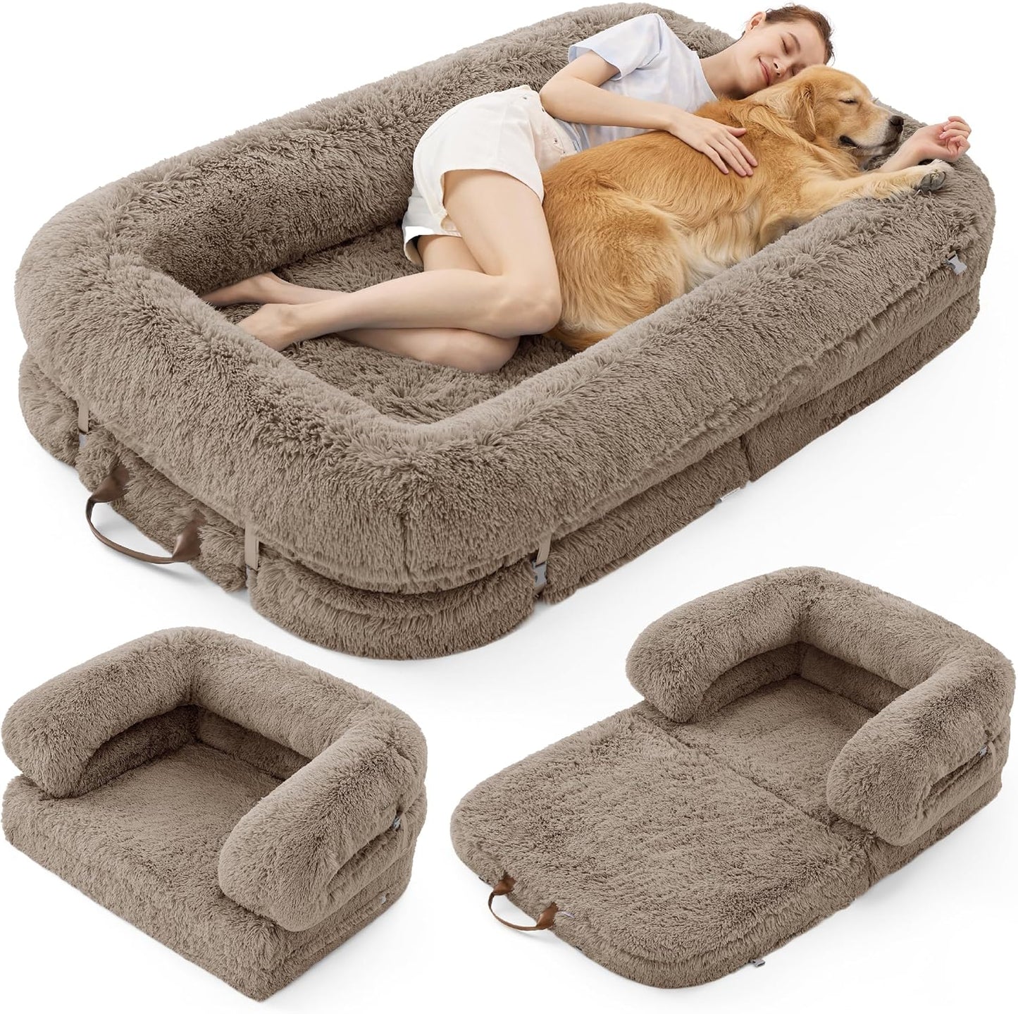 LE SURE Foldable Human Dog Bed witth Dog Birthday Cake Toy