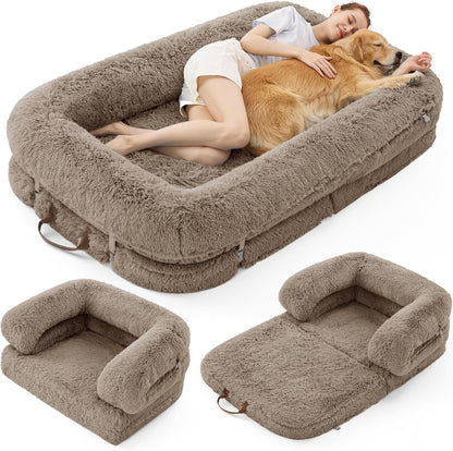LE SURE Foldable Human Dog Bed witth Dog Birthday Cake Toy