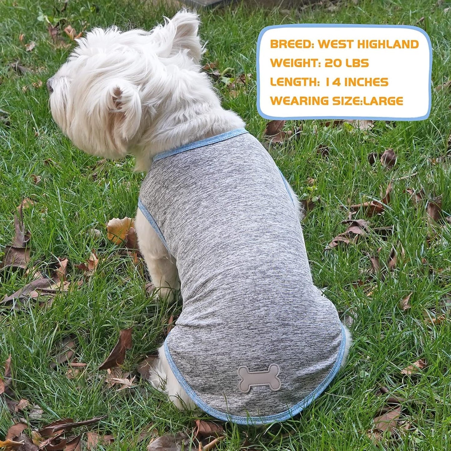 KYEESE 2 Pack Dog Shirts Quick Dry Soft Stretchy Dog T-Shirts with Reflective Label Tank Top Sleeveless Vest Sun Protection Pet Clothes for Small Dogs, Large, Light Blue+Grey