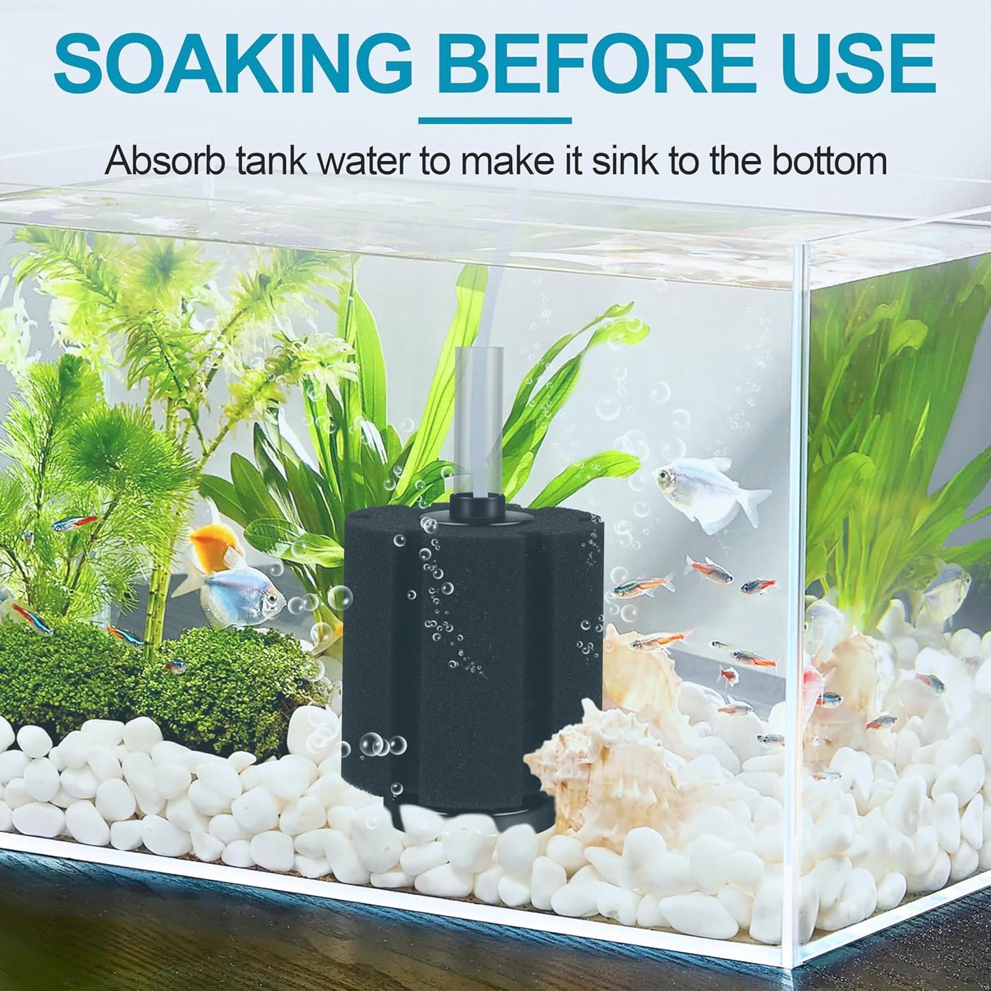Aquarium Sponge Filter Fish Tank Filters for Fish Tank up to 60 Gallon 3-Pack