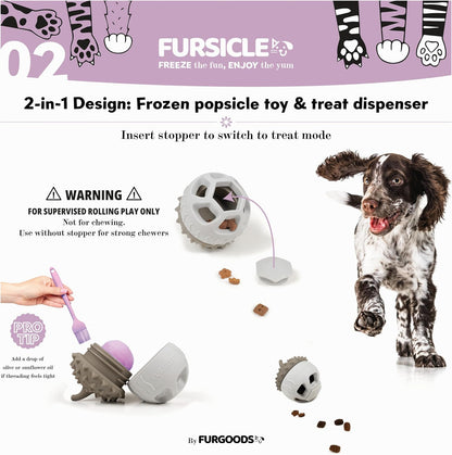 FurSicle Freezable Dog Treat Ball/ Frozen Feeder Enrichment Lick Toy | Interactive Treat Dispensing Puzzle/ Slow Feeder | Puppy Teething, Boredom/ Anxiety Relief | Gift for Small, Medium, Large Dogs
