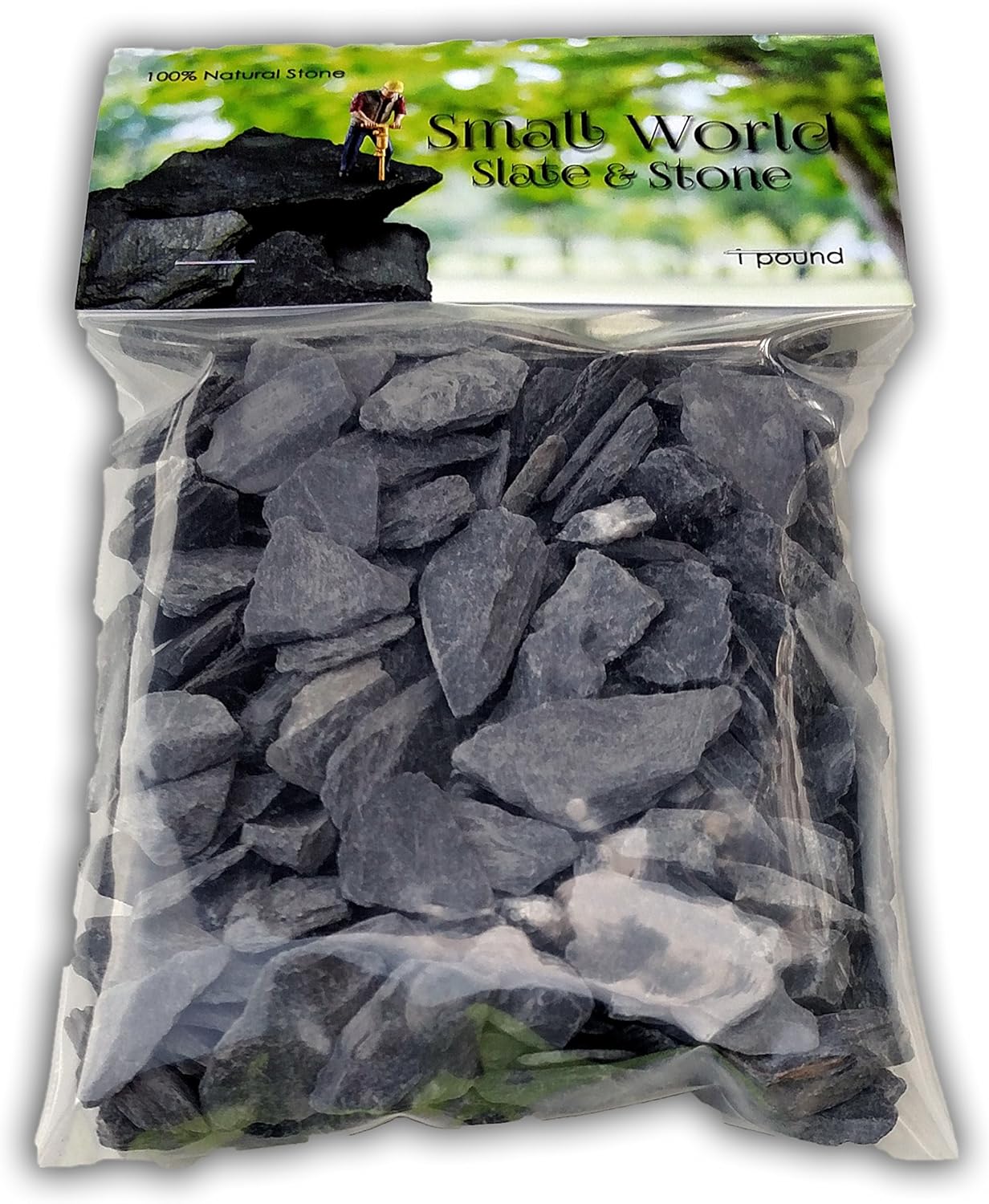 Natural Slate Stone -1/2 to 1 inch. Perfect Size for Miniature or Fairy Gardens, Aquariums, Reptiles, Terrariums, Model Railroads, Dioramas & Wargaming (1lb Grey)