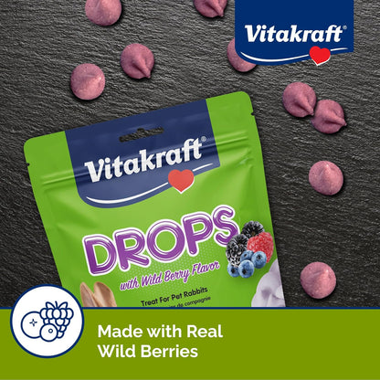Vitakraft Drops Rabbit Treats with Wildberry Flavor – 5.3 oz Delicious Yogurt-Based Snacks for Rabbits, Guinea pigs, Hamsters, Gerbils, Mice, Rats, Chinchillas, and other Small Animals.