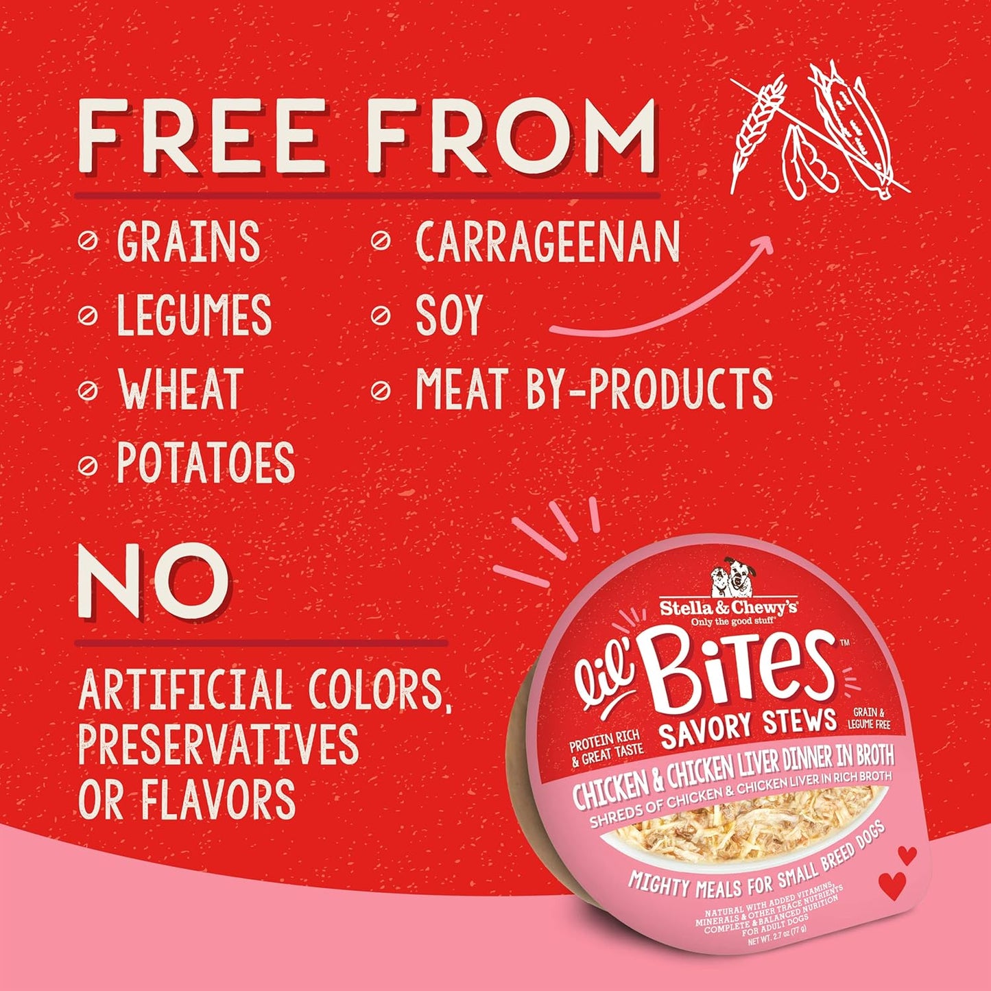 Stella & Chewy's Lil Bites Savory Stews for Small Breeds Chicken & Chicken Liver Dinner in Broth, 2.7 oz. Cups (Pack of 12)