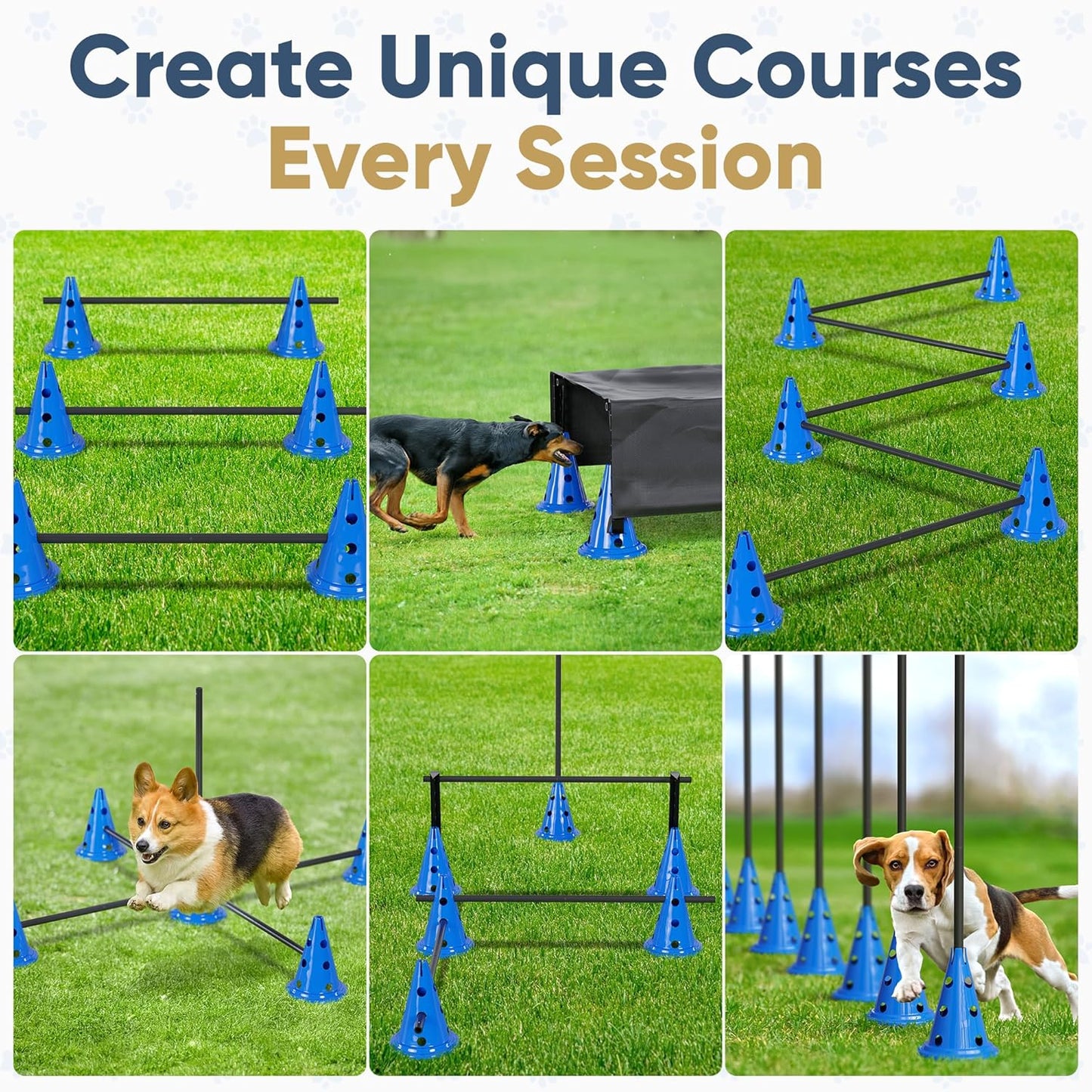 Dog Agility Course Backyard Set Complete Dog Agility Equipment with Cones, Carry Bag, Tunnels for Dogs, Jump Ring - Pet Training Playground, Dogs Obstacle Course Backyard for Indoor Outdoor