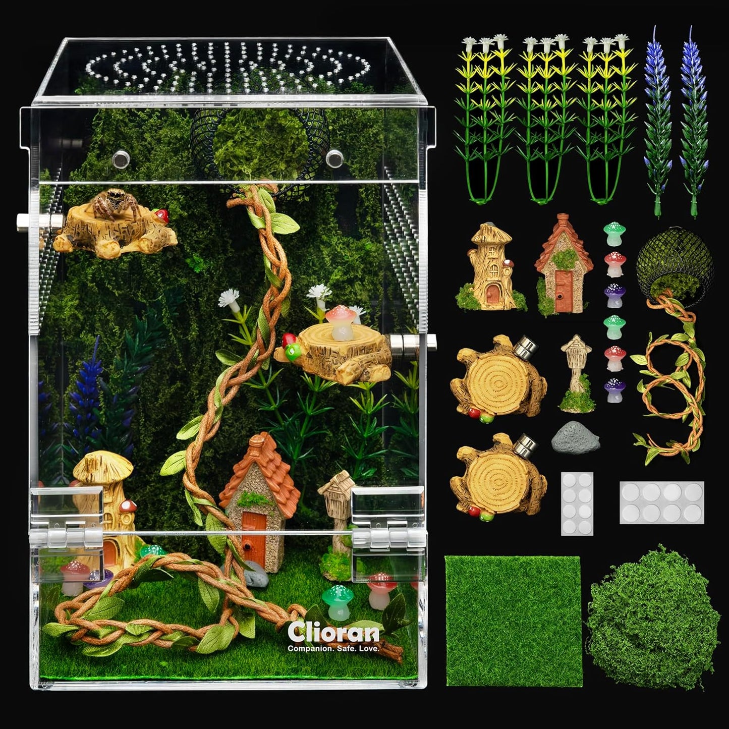 Jumping Spider Enclosure Kit,Escape Proof Reptile Tank,Transparent Acrylic Bug Habitat,Praying Mantis Terrariums,Arboreal Tarantula Cribs Cage,Insect Starter Container,Critter Keeper Large