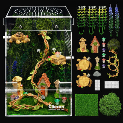 Jumping Spider Enclosure Kit,Escape Proof Reptile Tank,Transparent Acrylic Bug Habitat,Praying Mantis Terrariums,Arboreal Tarantula Cribs Cage,Insect Starter Container,Critter Keeper Large