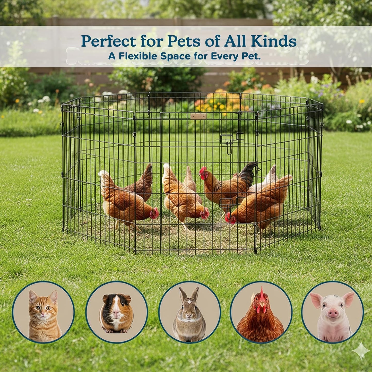 Puppy Playpen - Foldable Metal Exercise Enclosure with Eight 24-Inch Panels - Indoor/Outdoor Fence for Dogs, Cats, or Small Animals by PETMAKER