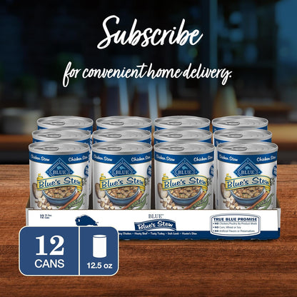 Blue Buffalo Blue's Stew Grain Free Natural Adult Wet Dog Food, Chicken Stew 12.5 oz cans (Pack of 12)