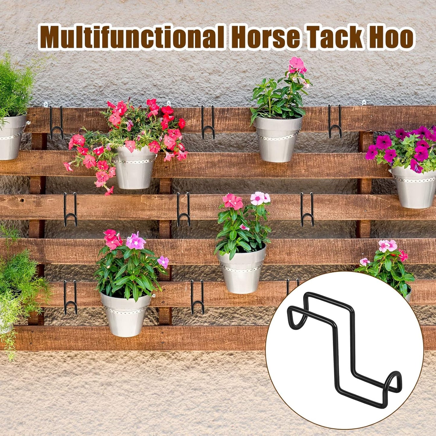 Dunzy 2 Pieces 4 Inch Tack Hook Over Rail Bridle Hooks Heavy Duty Horse Water Bucket Hangers Metal Stall Hooks for Horses Tough Horse Halter Rack for Fishing Saddle Fence Door Holder