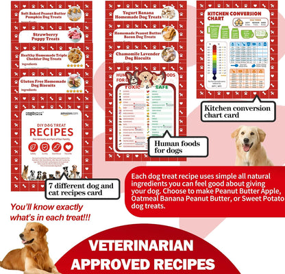 Homemade Dog Treat Molds Silicone,Lick Mat for Dogs & Cats with Suction Cups,Cookie Cutters for Homemade Dog Treats,Includes Vet-Approved Recipe Cards