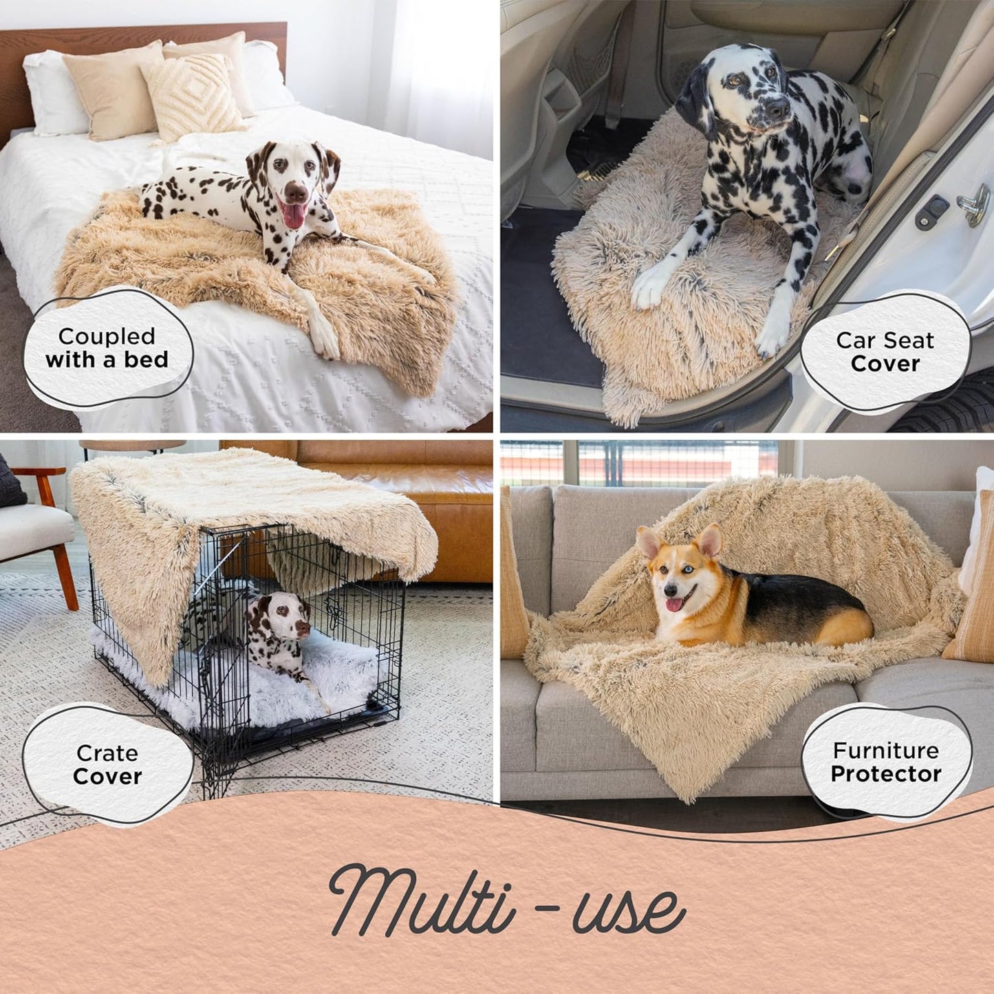 Best Friends by Sheri Calming Shag Dog Blanket – Ultra Soft Faux Fur Pet Throw, Anxiety-Relief, Lightweight Warm Bed Cover for Dogs and Cats, Machine Washable, Taupe, 30" x 40"