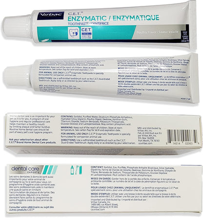 Healthy Surplus Silicone Finger Brush Twin Pack | 1 Virbac CET Enzymatic Poultry Toothpaste 2.5 oz/70 g | Fresh Breath, Plaque & Tartar Control | Dog Tooth Brushing Kit Oral Care for Pets