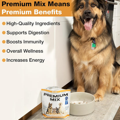 BGK Premium Mix Dog Multivitamin Powder (All Ages & Breeds) - 100% Organic Dog Supplements for Growth & Development - Multivitamin for Dogs Pre & Probiotics with Wild Fish Oil - Dog Health Booster