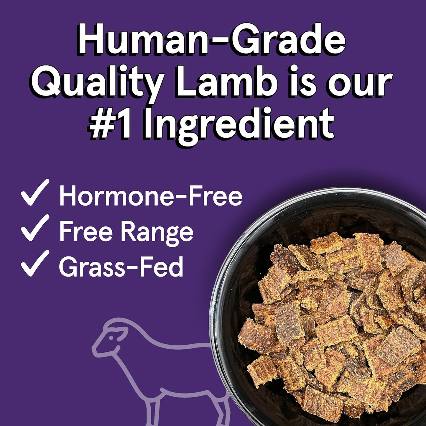 Real Meat Air Dried Dog Food w/ Real Lamb - 2lb Bag of USA-Crafted Grain-Free Real Meat Dog Food Sourced from Hormone-Free, Free-Range, Grass-Fed Lamb - Digestible, All Natural, High Protein Dog Food