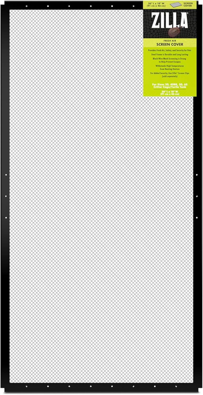 Zilla Fresh Air Screen Cover, Secure and Durable Metal Mesh Cover for Reptile Terrariums, 36 x 18 inches