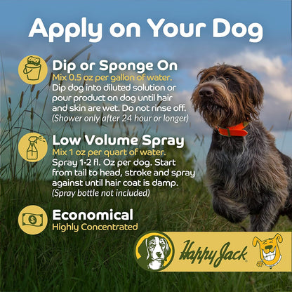Happy Jack Kennel Dip Dog Flea and Tick Treatment & Prevention, Made in USA, Spray Yard & Home 30-Day Control, Kills Fleas, Ticks, Deer Ticks, Mange, Lice, for Puppies, Small to Large Dogs (4 oz)