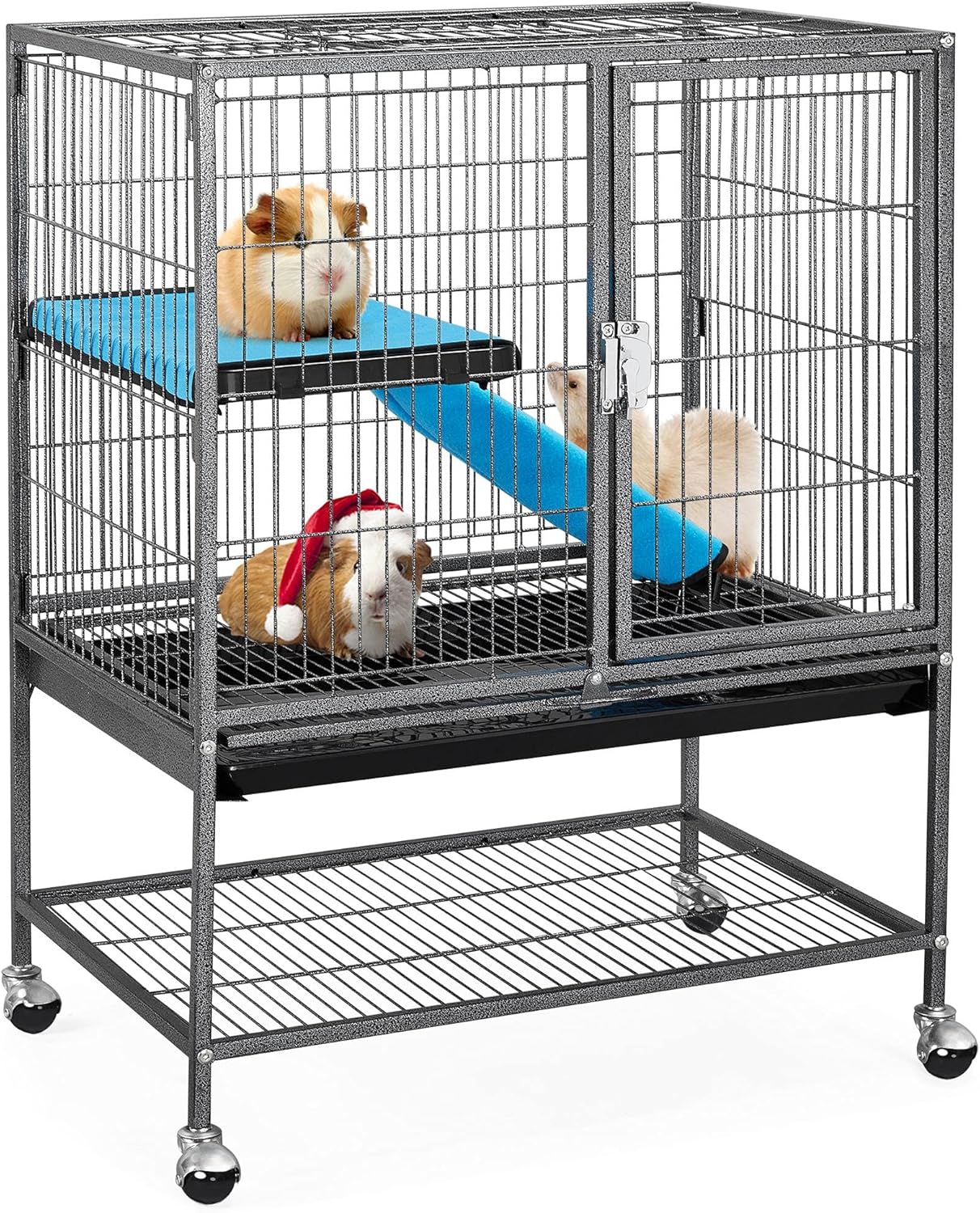 Yaheetech Metal Rolling Cage for Adult Rats/Ferrets/Chinchillas Small Animal Cage w/Removable Ramp & Platform Black