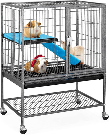 Yaheetech Metal Rolling Cage for Adult Rats/Ferrets/Chinchillas Small Animal Cage w/Removable Ramp & Platform Black