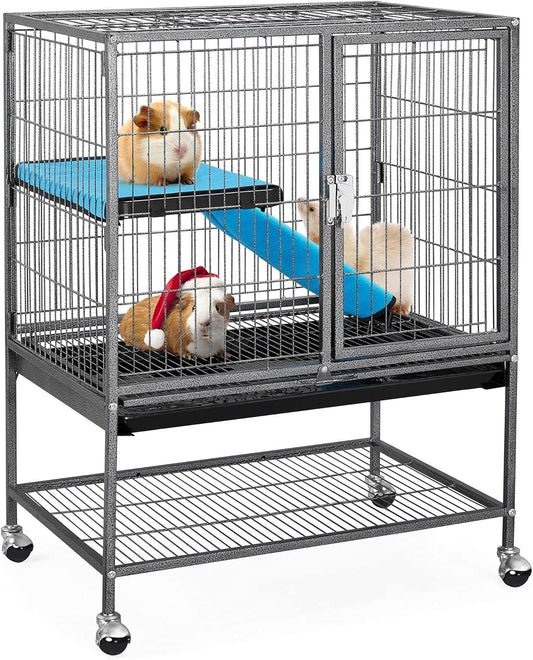 Yaheetech Metal Rolling Cage for Adult Rats/Ferrets/Chinchillas Small Animal Cage w/Removable Ramp & Platform Black