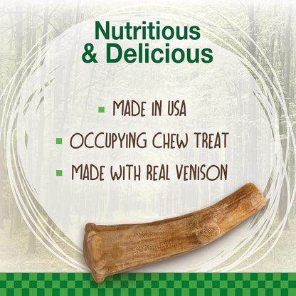 Nylabone Healthy Edibles WILD Natural Dog Chew Treats for Large Dogs, Long Lasting Dog Healthy Chew Antler Bone Made in USA, Venison Flavor, For Dogs Up to 50 lbs. (2 Count)