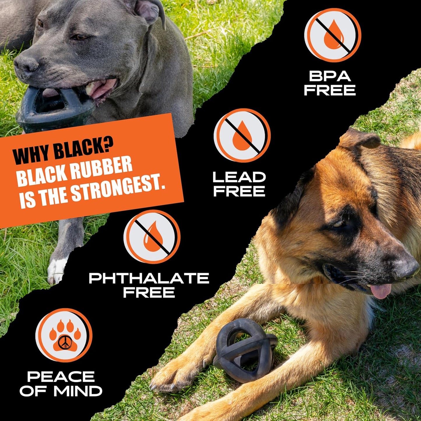 Monster K9 Indestructible Dog Ball – Lifetime Replacemnet - Durable Dog Toy for Aggressive Chewers - Safe, Non-Toxic Natural Rubber - Chew, Tug & Fetch - Tough, Heavy Duty - 5.5” (2X Tennis Ball Size)