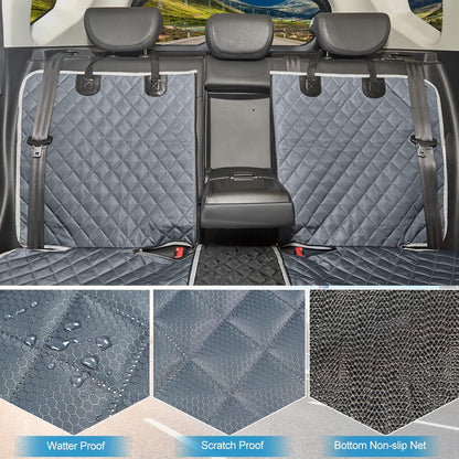 Grey Dog Car Seat Cover for Back Seat,Non-Stick Fur,Pet-Friendly and Waterproof - Universal Fit Interior Protector for Auto, Van, SUV - Ideal for Kids and Pets