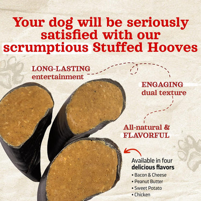 Natural Farm Sweet Potato Filled Cow Hooves for Dogs (4-Pack), Long-Lasting Natural Hoof Beef Bone Treats, Best for Small, Medium & Large Dogs