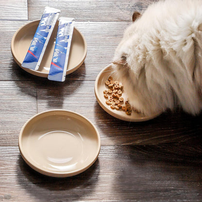 3 PCS Ceramic Cat Bowls, 5.5 in Pet Food Bowl Cat Dishes for Food and Water, Small Dog Dish(Khaki)