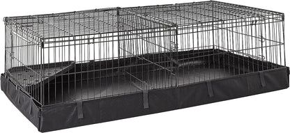 Amazon Basics Leakproof Canvas Bottom Guinea Pig Pet Cage with Divider Set, Black, 47.6"L x 24.2"W x 14.0"H