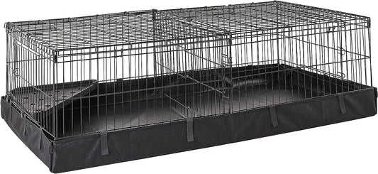 Amazon Basics Leakproof Canvas Bottom Guinea Pig Pet Cage with Divider Set, Black, 47.6"L x 24.2"W x 14.0"H