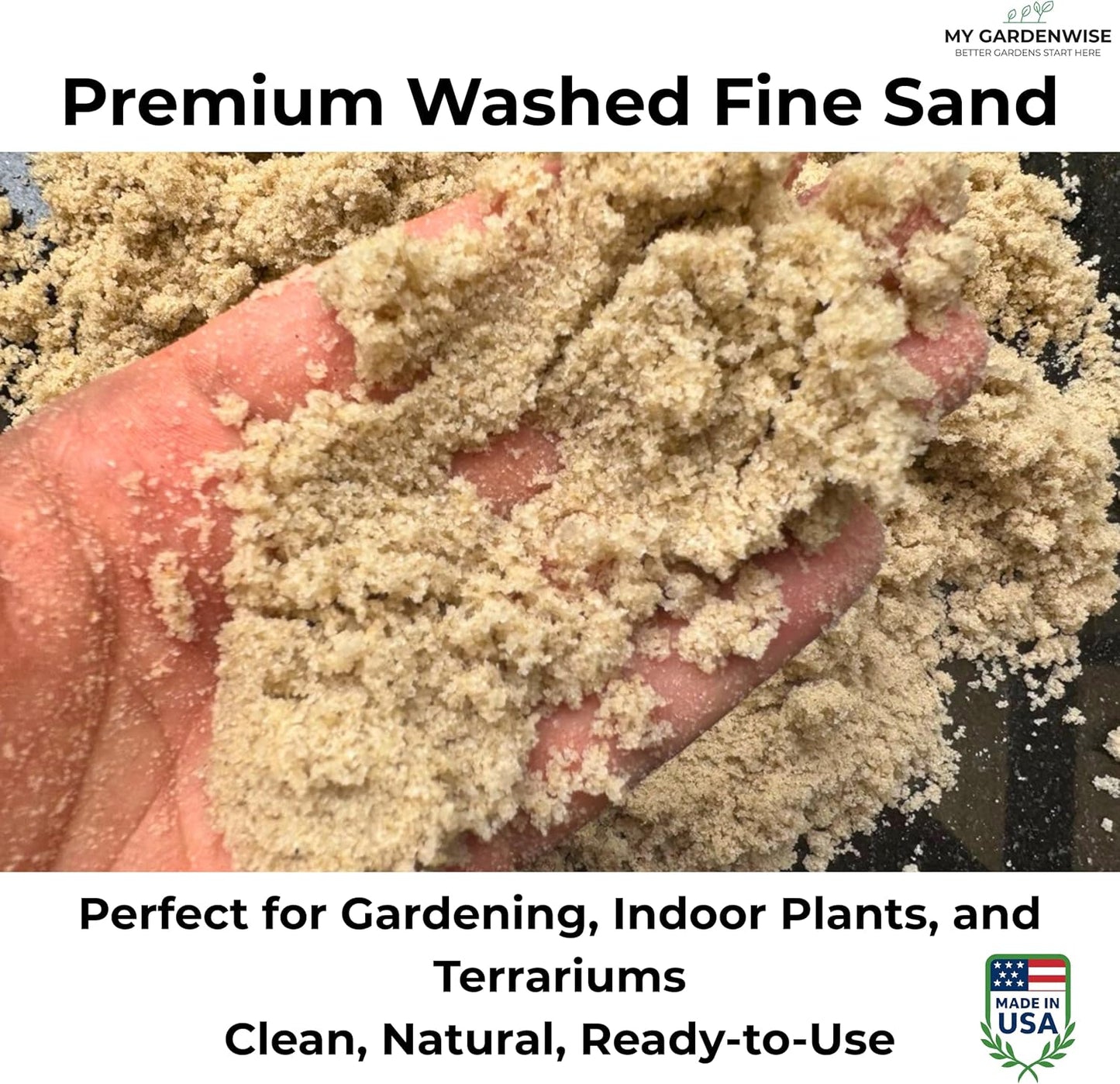 Fine Sand for Plants – Horticultural Sand for Succulents, Cactus, Potting Mixes, Terrariums & Decorative Indoor Gardens, Made in USA (1 Quart - 2.8 lbs)