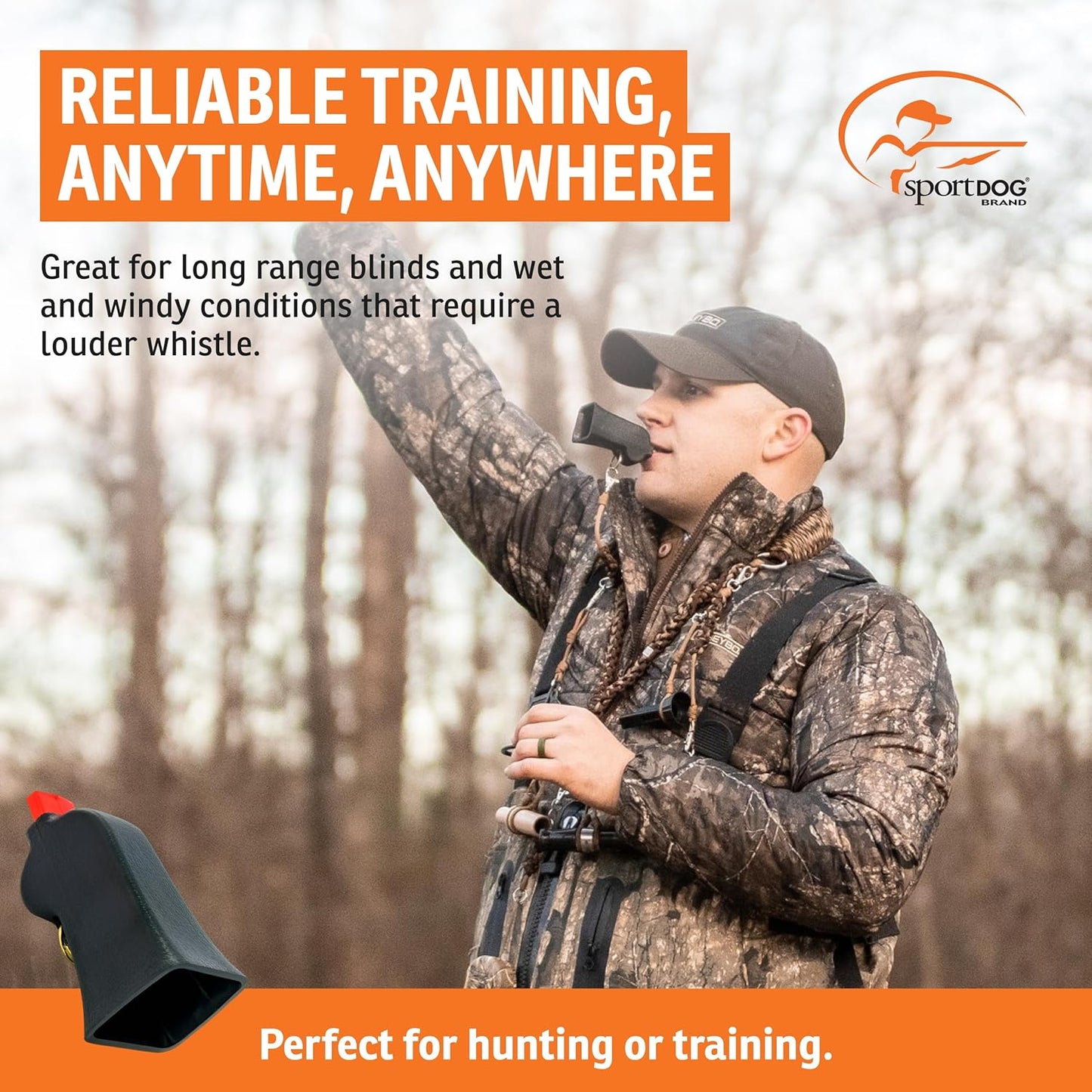 SportDOG Brand Competition Mega Whistle - Hunting Dog Training Whistle with Easy-to-Blow Design - Protects Handlers Ear - Black