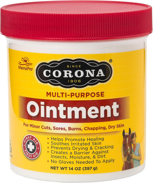 Manna Pro Corona Ointment for Horses | Lanolin-Based Formula Helps Sooth Irritation | 14 Ounces