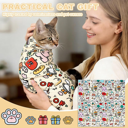 27.6''Cat Grooming Wrap,Cats Wrap for Cutting Nails,Ear Cleaning,Vet Visit Anti-Scratch Anti-Escape Restraint Swaddle,Cat Burrito Wrap L(Within 15lbs),Small Dog Grooming Tool
