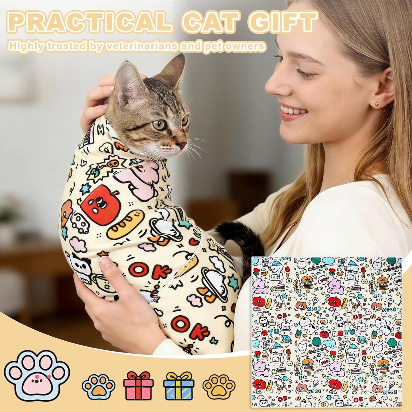 27.6''Cat Grooming Wrap,Cats Wrap for Cutting Nails,Ear Cleaning,Vet Visit Anti-Scratch Anti-Escape Restraint Swaddle,Cat Burrito Wrap L(Within 15lbs),Small Dog Grooming Tool