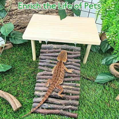 BNOSDM Reptile Pine Bark Substrate and Rectangle Basking Platform for Lizard