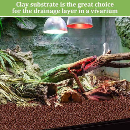 Riare 10LBS Expanded Clay Balls Terrarium Substrate for Reptiles - 100% Organic Lightweight Clay Pebbles Substrate Frogs False Bottom Substrate, Bioactive Terrarium Substrate for Drainage and Moisture