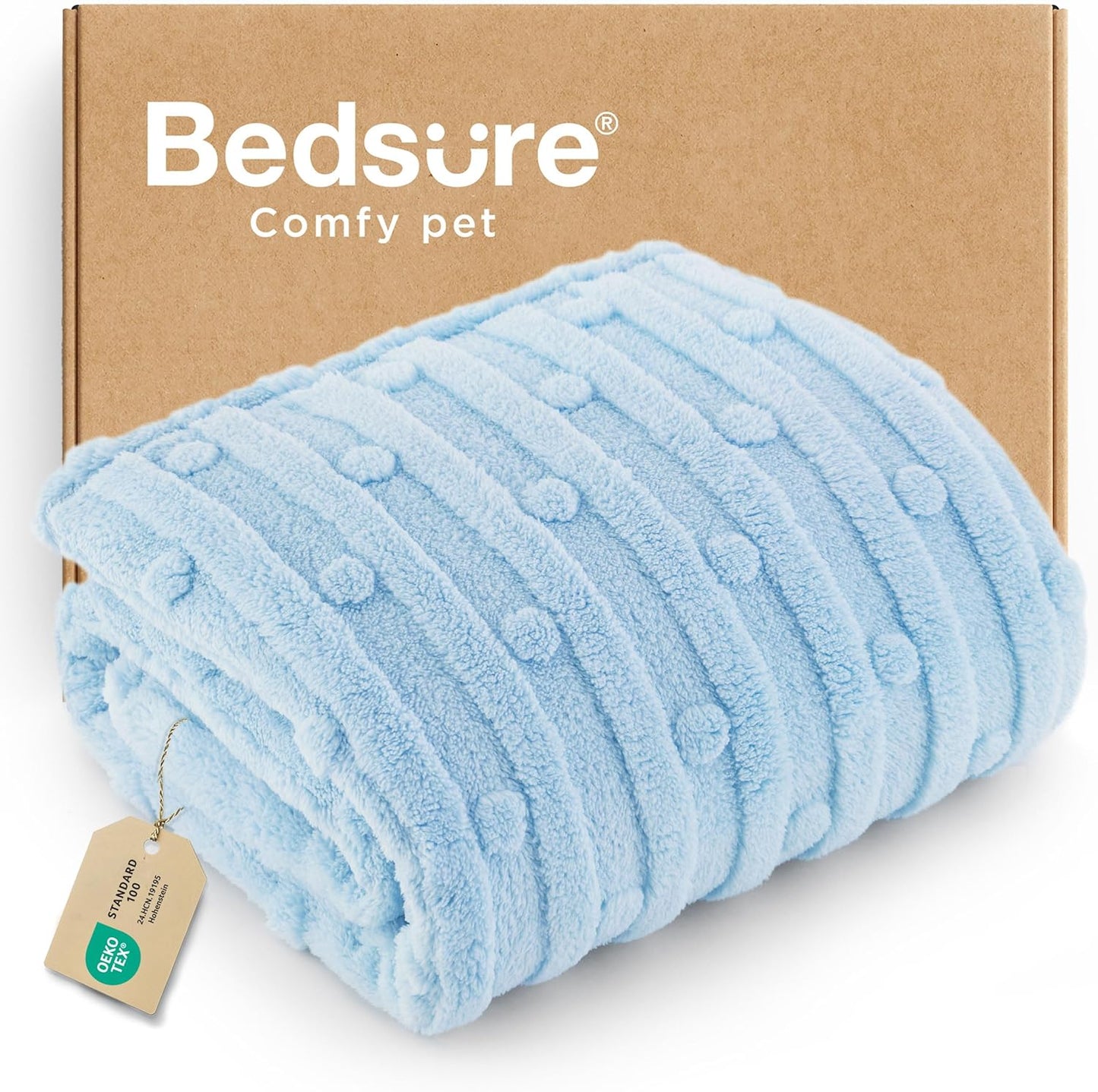 Bedsure Cat Cave for Pet Cat House 16.5x16.5x13 inches, Grey with Bedsure Dog Blankets for Small Dogs White, 25x35IN