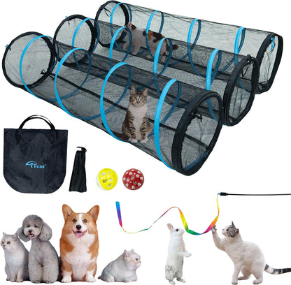 Extra Large Catio Outdoor Cat Enclosure,3 Tier Cat Tower Tent Weatherproof & Sunproof with 3 Doors(with Two Kinds of Canopies), Foladable and Portable Plus Run Tunnel(3 Packs).