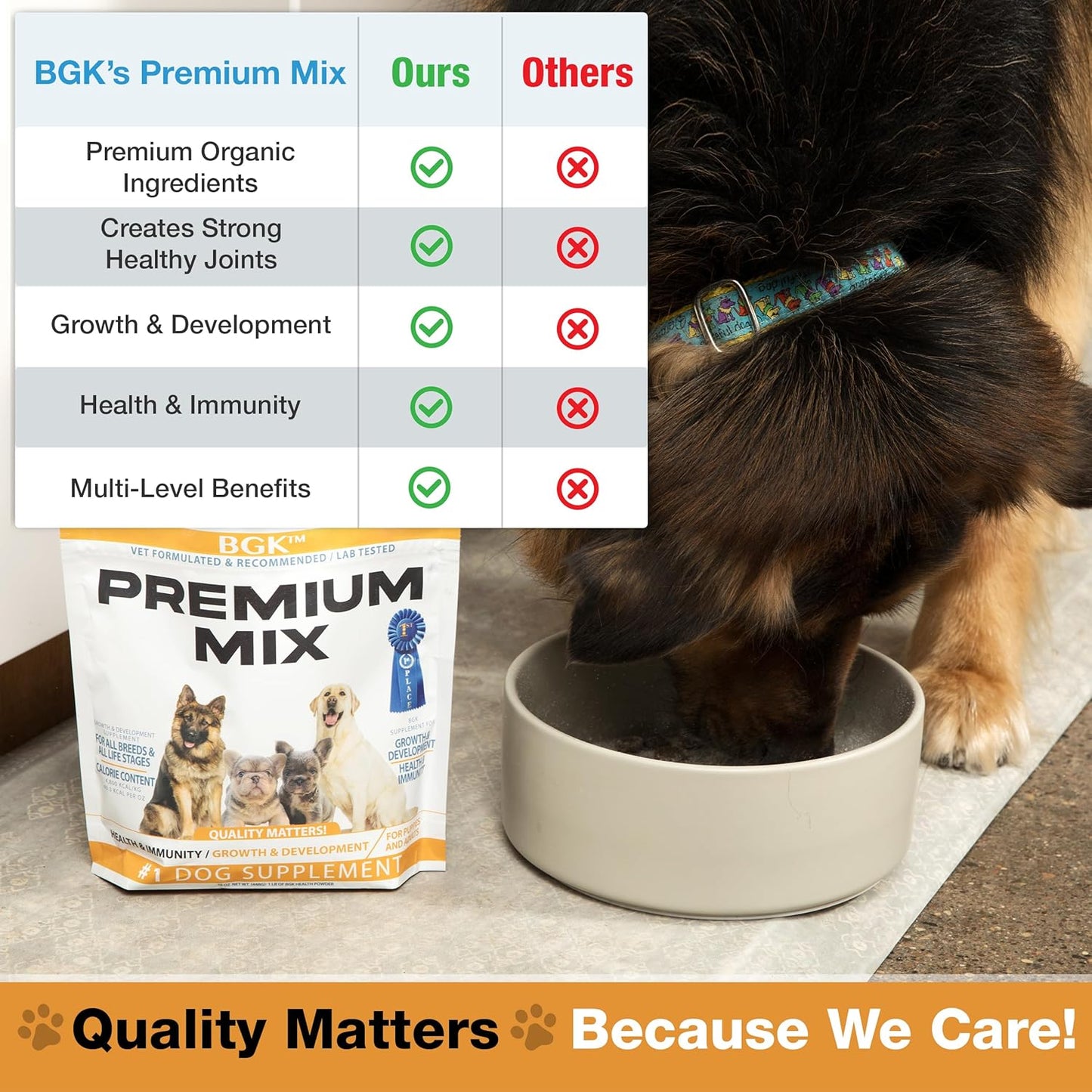 BGK Premium Mix Dog Multivitamin Powder (All Ages & Breeds) - 100% Organic Dog Supplements for Growth & Development - Multivitamin for Dogs Pre & Probiotics with Wild Fish Oil - Dog Health Booster