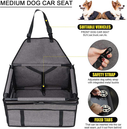 Dog Car Seats for Small and Medium Dogs,Portable Puppy/Pet Car Booster Seat with Clip-On Leash and Mesh Window for Pet Up to 20 lbs