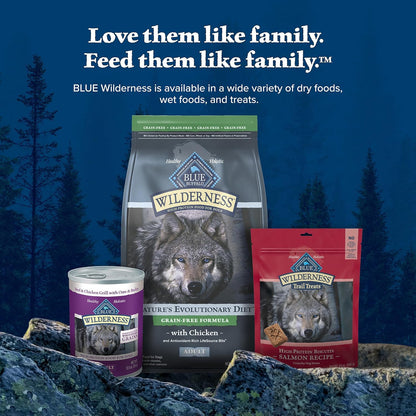 Blue Buffalo Wilderness Adult High-Protein Dry Dog Food with Real Chicken, Grain-Free, Made in the USA with Natural Ingredients, Chicken, 24-lb Bag